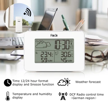 Noi 2021 Nou Ceas Cu Alarmă Ceas Digital Wireless Senzor Temperatura Umiditate Zile De Amânare Ceasuri De Masă Stație Meteo