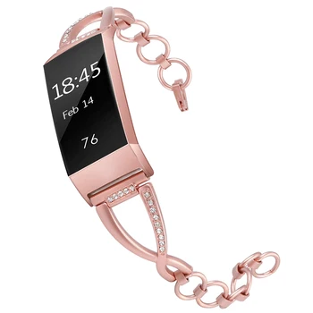 Noi Watchband Pentru Fitbit Charge 3 curea din Oțel Inoxidabil Încheietura Curea Femei Bijuterii Mici, Mari Brățară