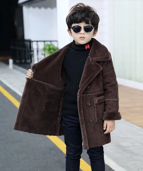 Noua Moda zăbrele pentru Copii de înaltă calitate Haină de Lână pentru Baieti Toamna Fierbinte Moda de Iarnă Butoane Haine pentru Copii haina de Lână