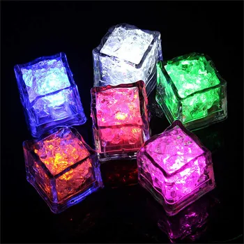 Pachet de 6 Galben Alb Culoare schimbare LED-uri Strălucire de Lumină Cuburi de Gheata Favoare Partid plin de culoare LED Flash Nunta Stralucitoare Festival