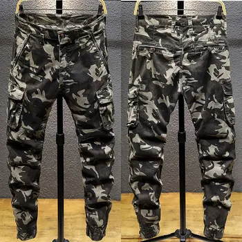 Recent, Designer De Moda Barbati Blugi Se Potrivesc Vrac Buzunar Mare Casual Pantaloni Cargo Hombre Militare Salopete De Camuflaj Hip Hop Joggeri