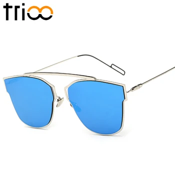 TRIOO de Moda de Top Plat ochelari de Soare pentru femei Oglindă Culoare Trend Oculos gafas de sol UV400 Nuanțe de Vară Ochelari de Metal