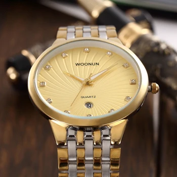 WOONUN Mens Ceasuri de Top de Brand de Lux, Ceasuri de Aur pentru Bărbați de Caz Subțire de Diamante Ceasuri Pentru Barbati Domn Ceas relogio masculino