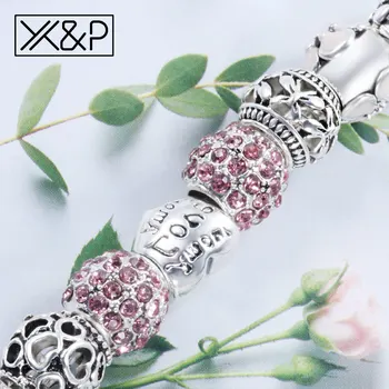 X&P de Moda Iubitorii de Antichități Argint Culoare Cristal Farmecul Bratari pentru Femei Barbati Nunta de Flori Zircon Șarpe Lanț Brățară Bijuterii